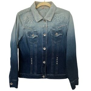 Gradient Embellished Y2K Denim Jacket Size Medium
